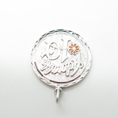 GRIFFITH & SONS CO. 925 Sterling Silver Vintage Enamel Adorable 10 Round Pendant