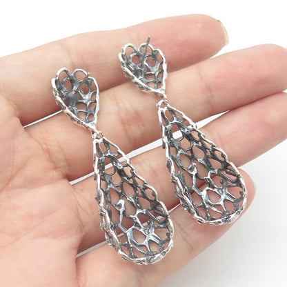 925 Sterling Silver Vintage Ornate Dangling Earrings