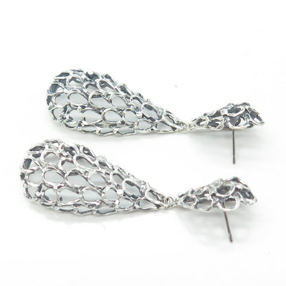 925 Sterling Silver Vintage Ornate Dangling Earrings