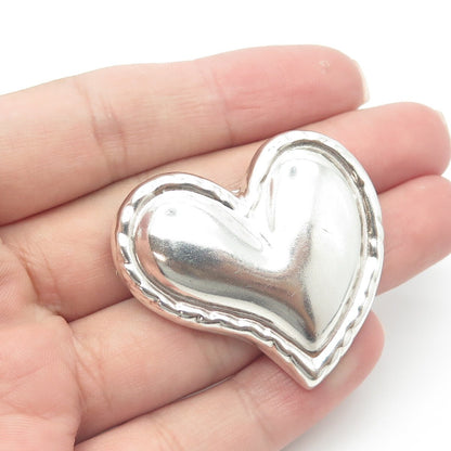 925 Sterling Silver Vintage Mexico Heart Pin Brooch