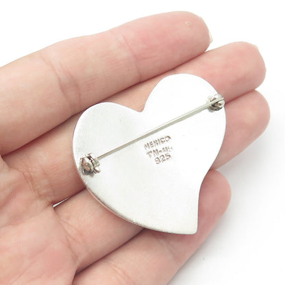 925 Sterling Silver Vintage Mexico Heart Pin Brooch