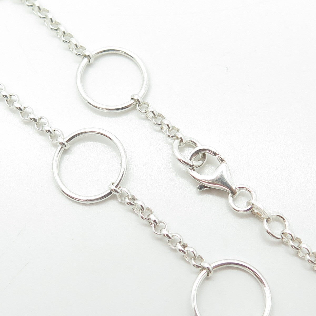 925 Sterling Silver Vintage Italy Circle By The Yard Rolo Chain Necklace 16"