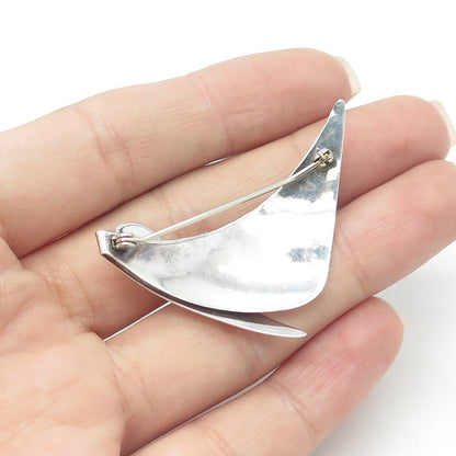FRED & KATE PEARCE 925 Sterling Silver Vintage Modernist Boomerang Pin Brooch