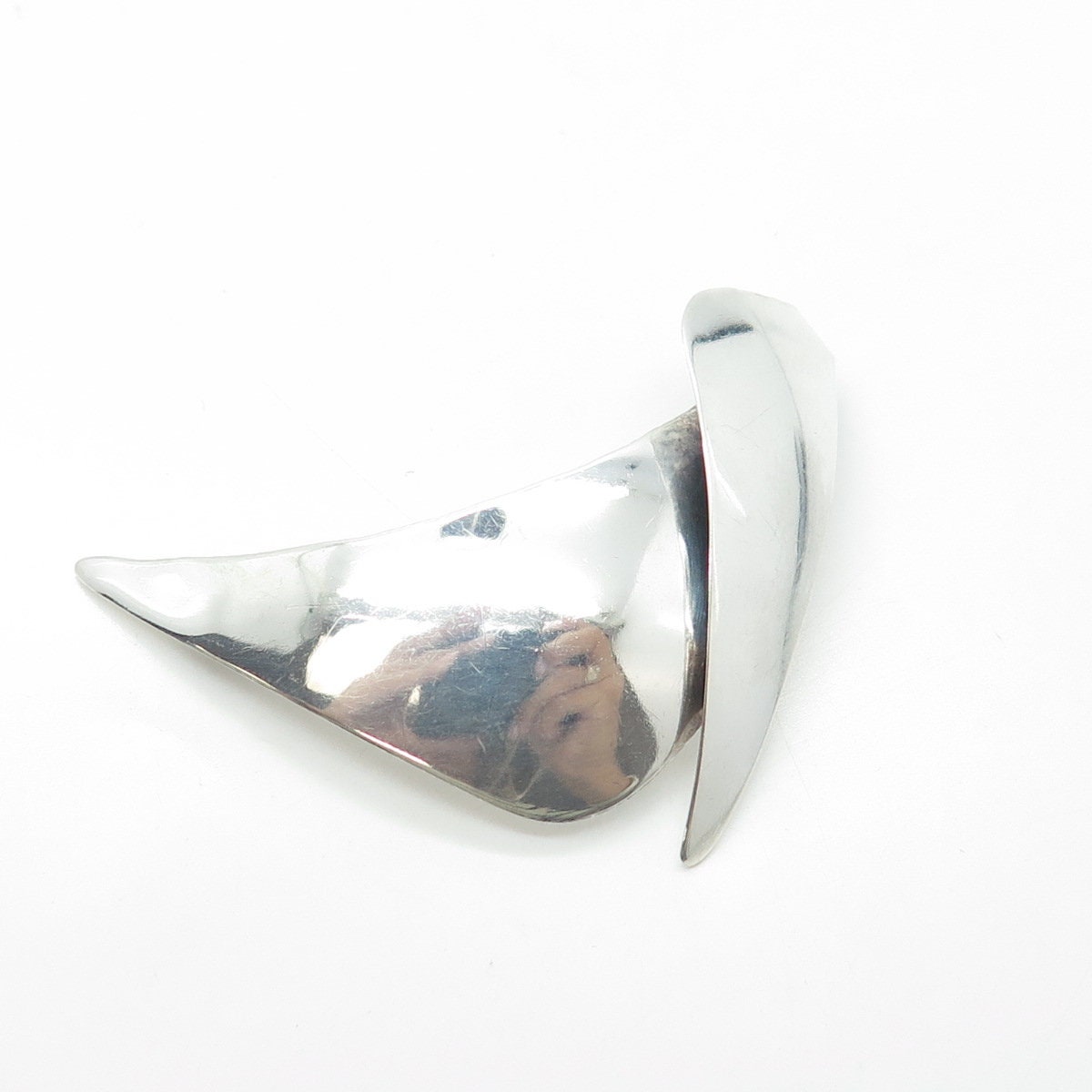 FRED & KATE PEARCE 925 Sterling Silver Vintage Modernist Boomerang Pin Brooch