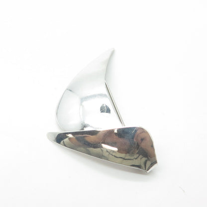 FRED & KATE PEARCE 925 Sterling Silver Vintage Modernist Boomerang Pin Brooch