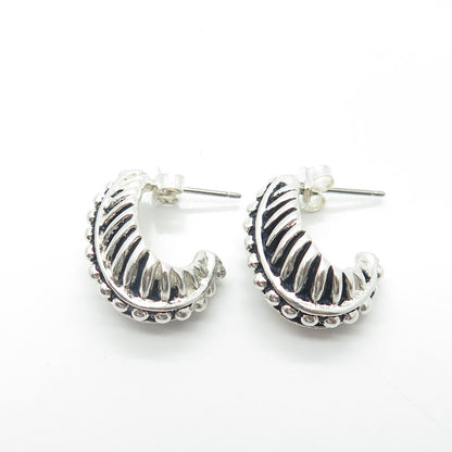 J. ESPOSITO 925 Sterling Silver Vintage Beaded Ribbed Earrings