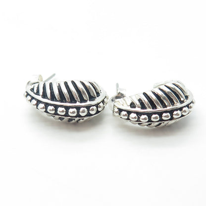 J. ESPOSITO 925 Sterling Silver Vintage Beaded Ribbed Earrings