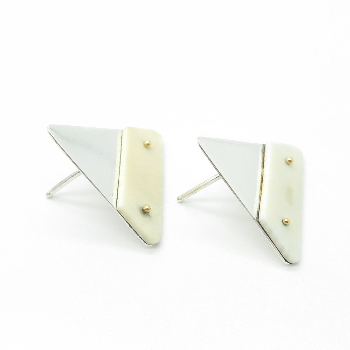 VICTOR ALFARO 925 Sterling Silver Vintage Triangle Modernist Earrings