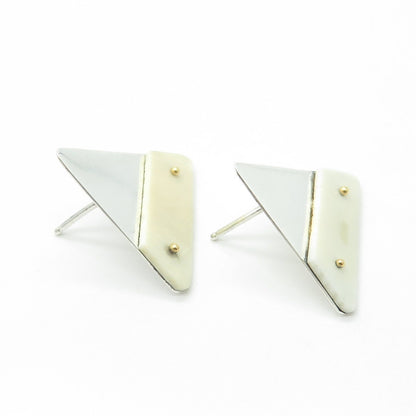 VICTOR ALFARO 925 Sterling Silver Vintage Triangle Modernist Earrings