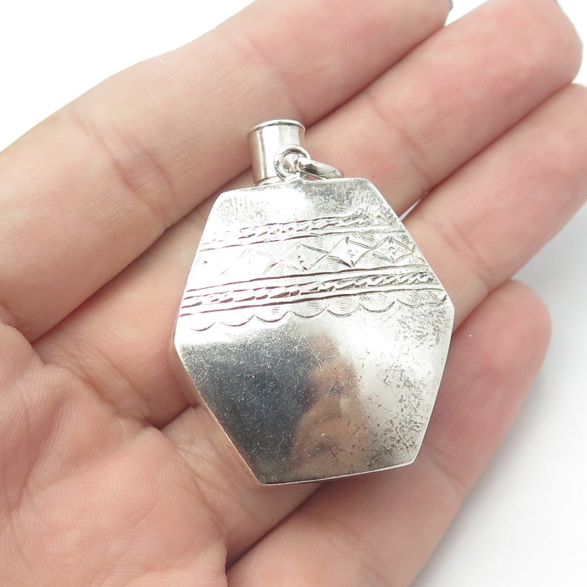 BOMA 925 Sterling Silver Vintage Engraved Perfume Bottle