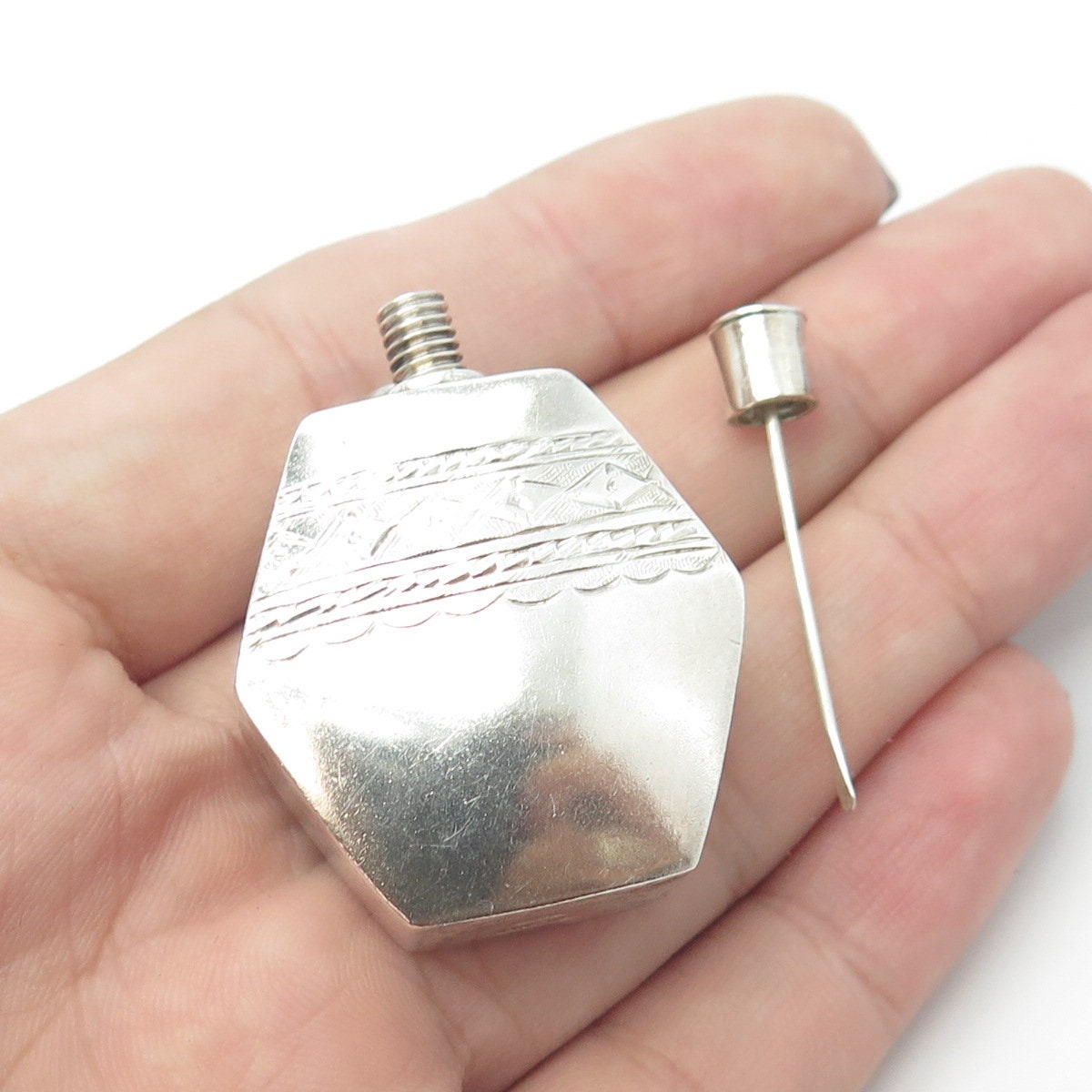 BOMA 925 Sterling Silver Vintage Engraved Perfume Bottle
