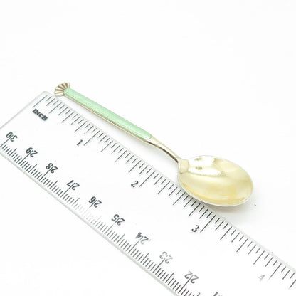 AKSEL HOLMSEN 925S Sterling & Gold Plated Vintage Norway Enamel Coffee Spoon