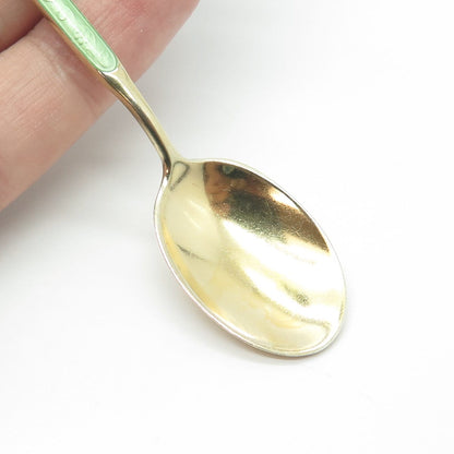 AKSEL HOLMSEN 925S Sterling & Gold Plated Vintage Norway Enamel Coffee Spoon