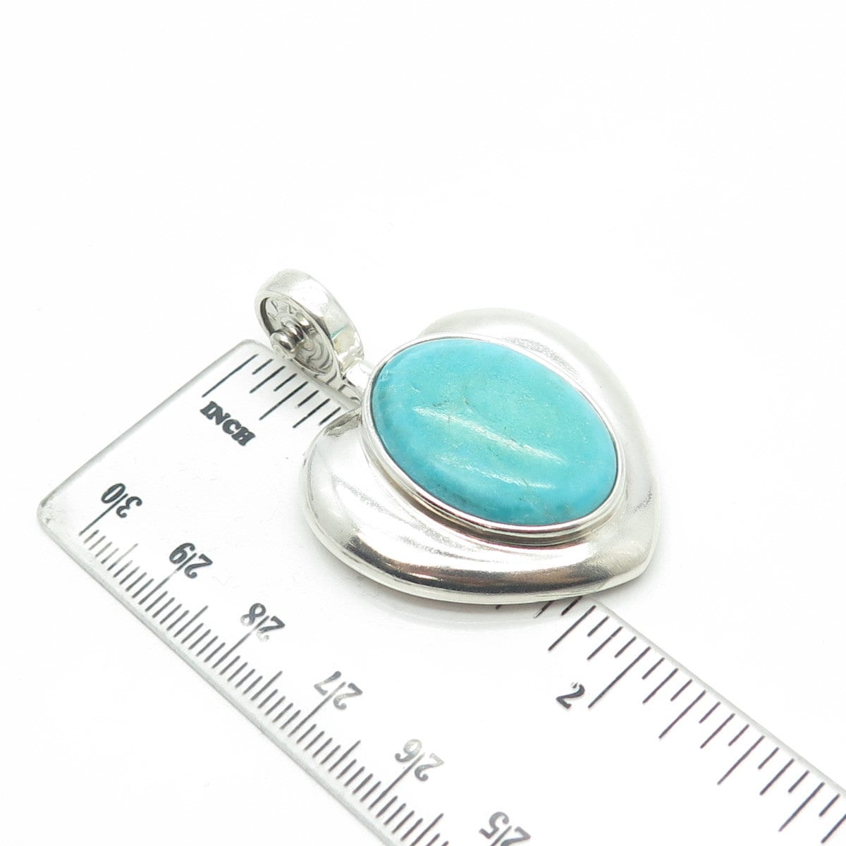ESPO SIG Joseph Esposito Sterling Silver Vintage Turquoise Heart Snap Pendant