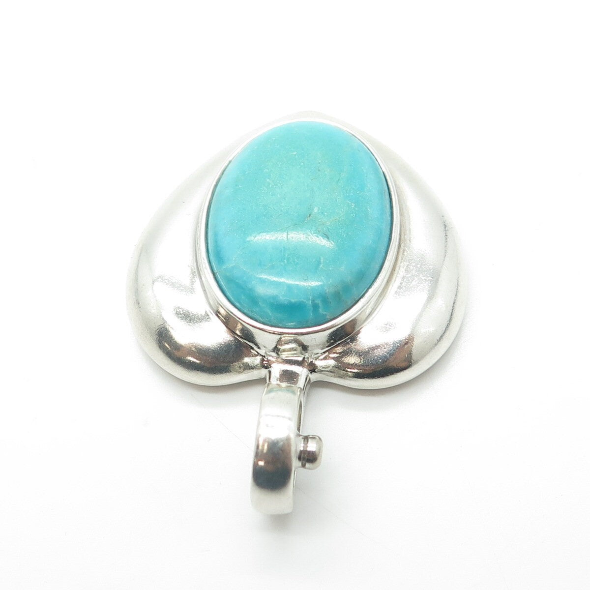 ESPO SIG Joseph Esposito Sterling Silver Vintage Turquoise Heart Snap Pendant