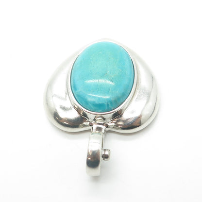 ESPO SIG Joseph Esposito Sterling Silver Vintage Turquoise Heart Snap Pendant