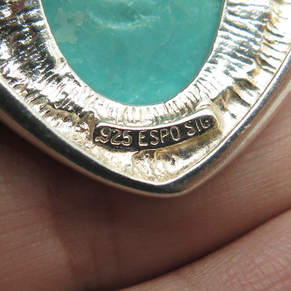 ESPO SIG Joseph Esposito Sterling Silver Vintage Turquoise Heart Snap Pendant