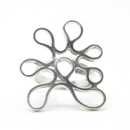 925 Sterling Silver Vintage Modernist Wide Ring Size 9.75