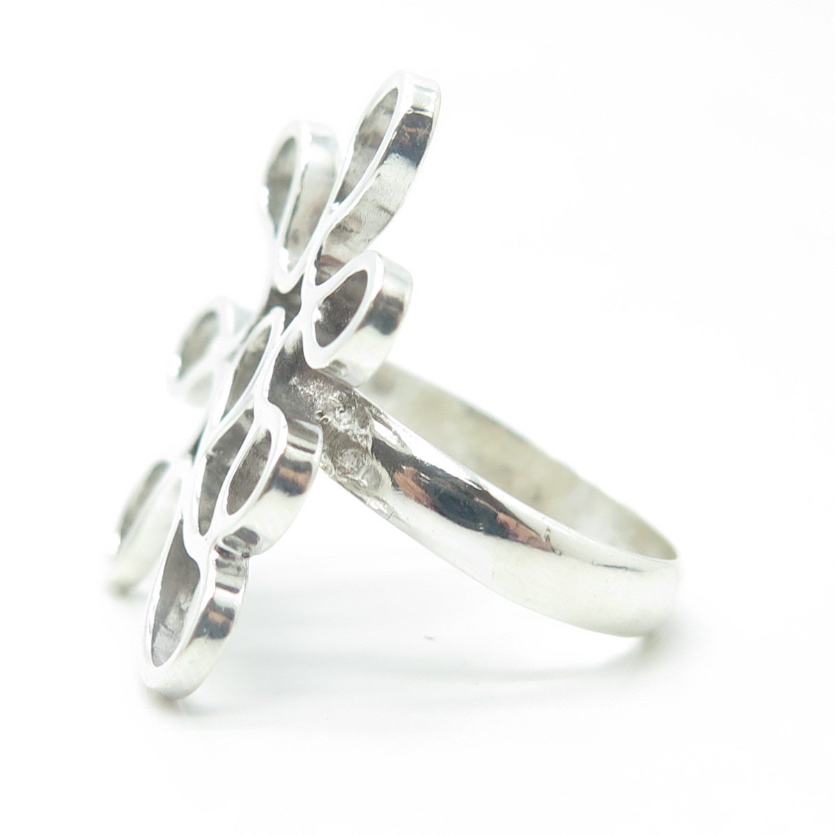 925 Sterling Silver Vintage Modernist Wide Ring Size 9.75