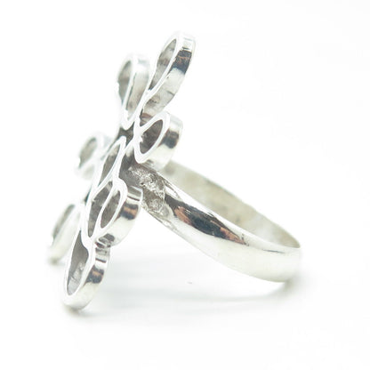 925 Sterling Silver Vintage Modernist Wide Ring Size 9.75