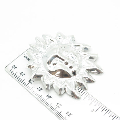 925 Sterling Silver Vintage Mexico Sun Face Pin Brooch