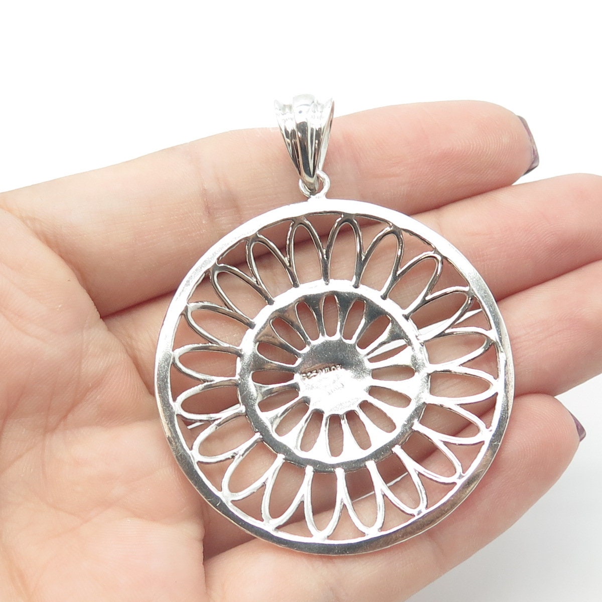 925 Sterling Silver Vintage Italy Milor Ornate Round Pendant
