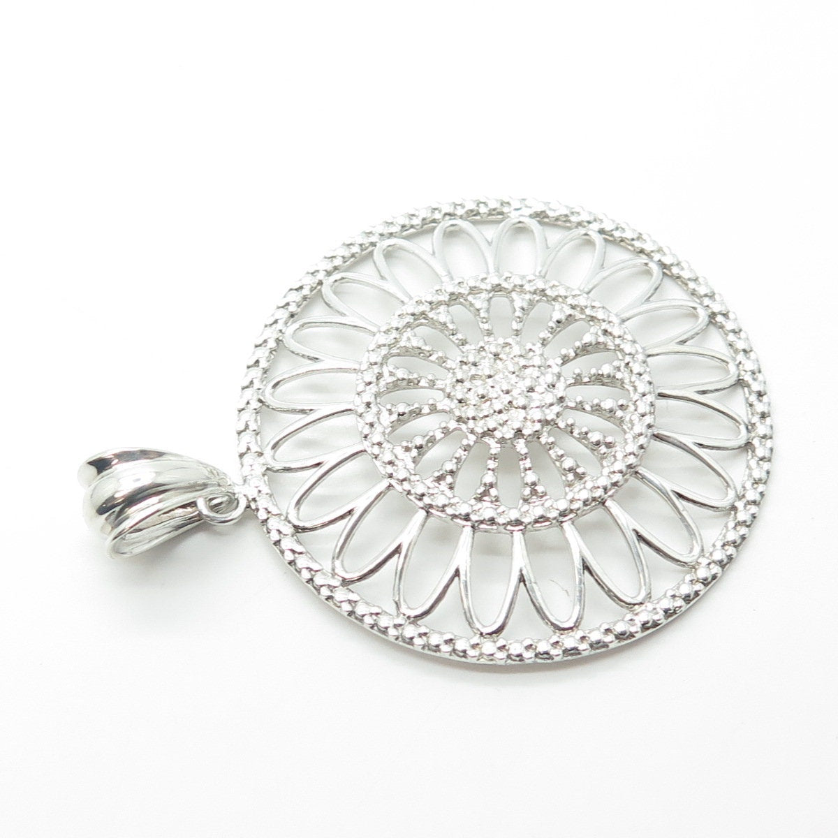 925 Sterling Silver Vintage Italy Milor Ornate Round Pendant