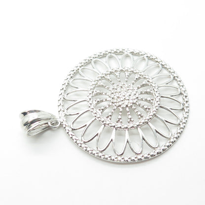 925 Sterling Silver Vintage Italy Milor Ornate Round Pendant