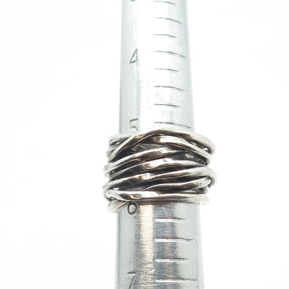 925 Sterling Silver Vintage Multi-Chain Wide Ring Size 6