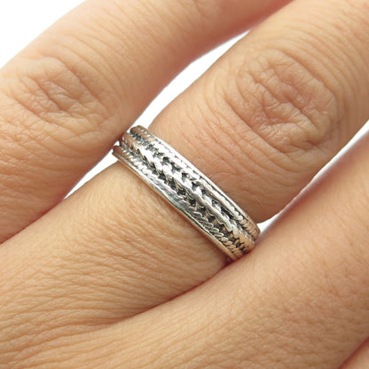 925 Sterling Silver Vintage Woven Rope Band Ring Size 5.75