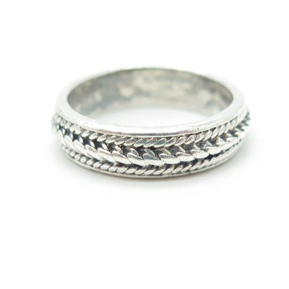 925 Sterling Silver Vintage Woven Rope Band Ring Size 5.75