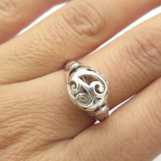 925 Sterling Silver Vintage Ornate Ring Size 7.75