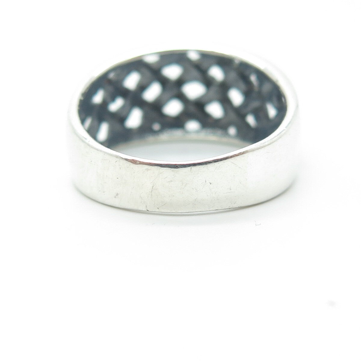 925 Sterling Silver Vintage Wicker Woven Oxidized Ring Size 7.25