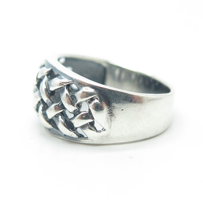 925 Sterling Silver Vintage Wicker Woven Oxidized Ring Size 7.25