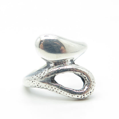 925 Sterling Silver Vintage Modernist Hook & Eye Bypass Ring Size 6.25