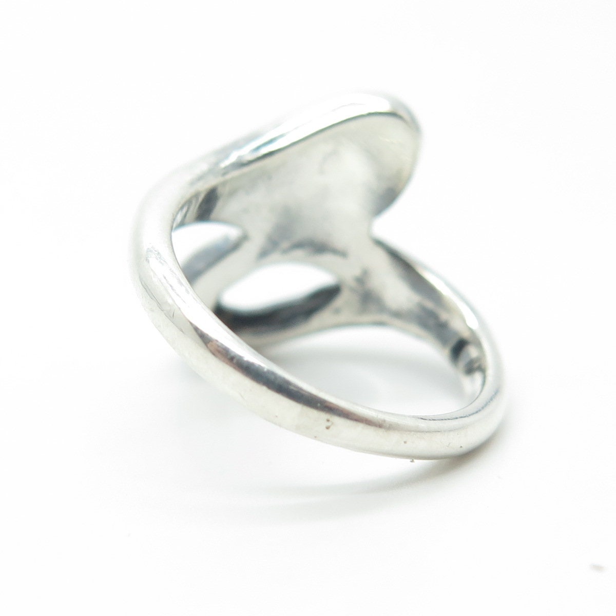 925 Sterling Silver Vintage Modernist Hook & Eye Bypass Ring Size 6.25