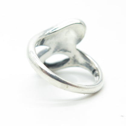 925 Sterling Silver Vintage Modernist Hook & Eye Bypass Ring Size 6.25