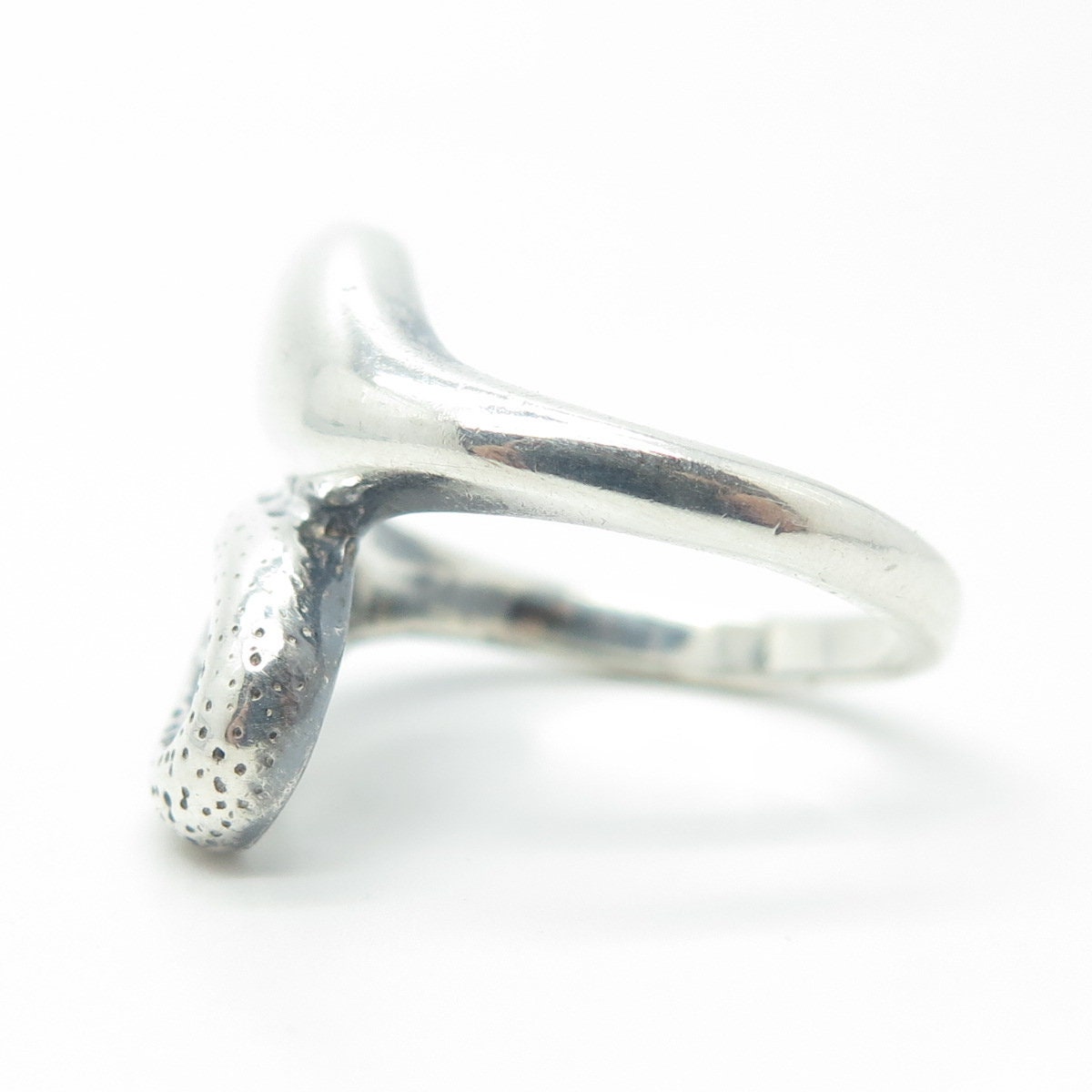 925 Sterling Silver Vintage Modernist Hook & Eye Bypass Ring Size 6.25