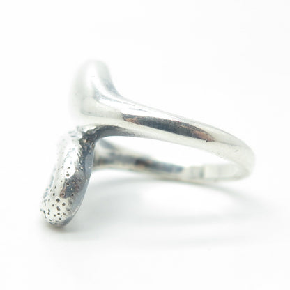 925 Sterling Silver Vintage Modernist Hook & Eye Bypass Ring Size 6.25
