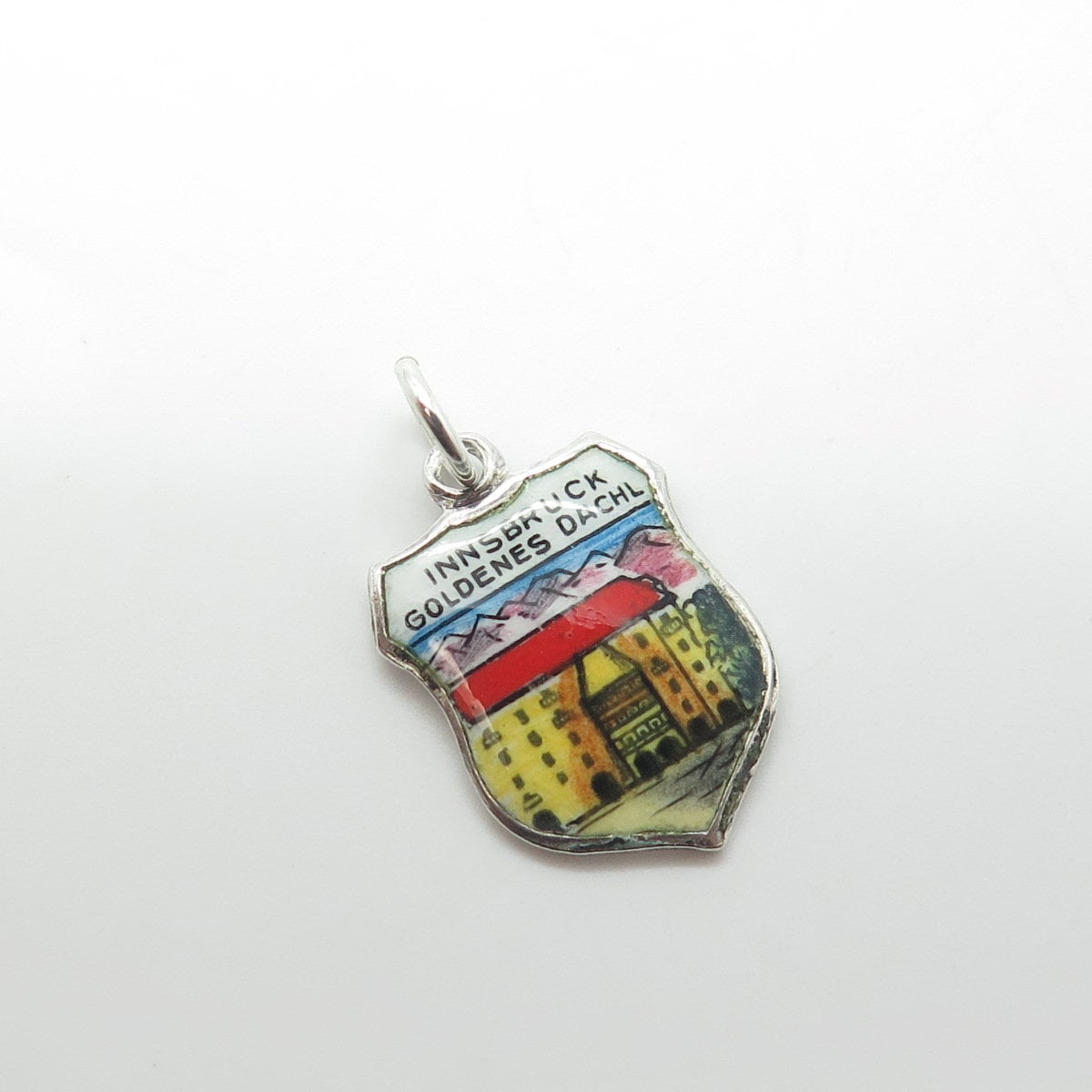 800 Silver Vintage EHi Enamel Innsbruck Goldenes Dachl Charm Pendant