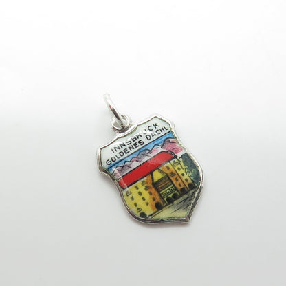 800 Silver Vintage EHi Enamel Innsbruck Goldenes Dachl Charm Pendant
