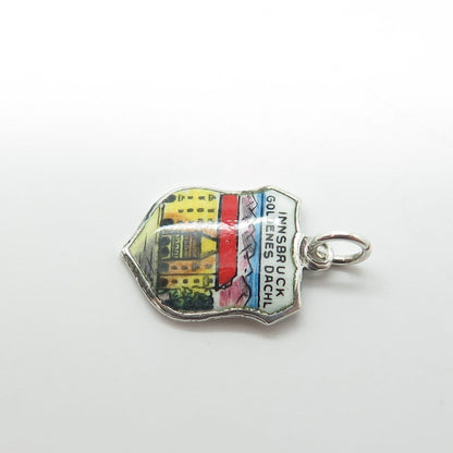 800 Silver Vintage EHi Enamel Innsbruck Goldenes Dachl Charm Pendant