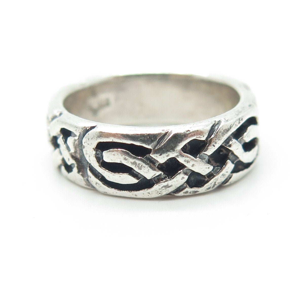 925 Sterling Silver Vintage Celtic Knot Band Ring Size 6