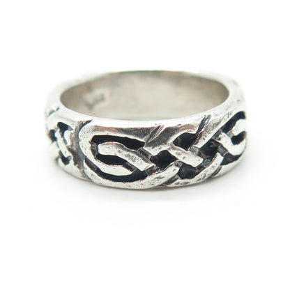 925 Sterling Silver Vintage Celtic Knot Band Ring Size 6