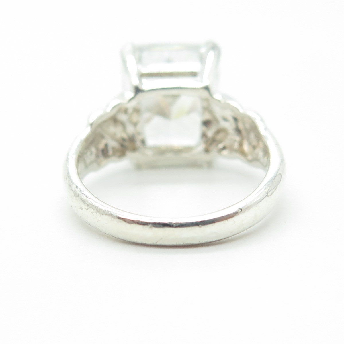 925 Sterling Silver Radiant-Cut White C Z Engagement Ring Size 6