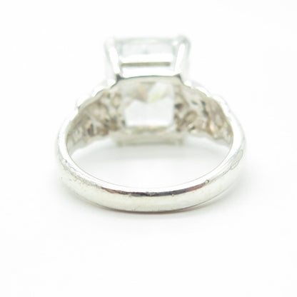925 Sterling Silver Radiant-Cut White C Z Engagement Ring Size 6
