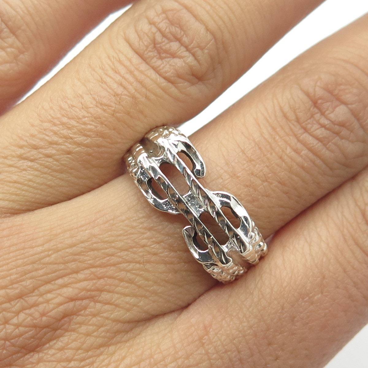 925 Sterling Silver Vintage Dollar Sign Ring Size 9.75