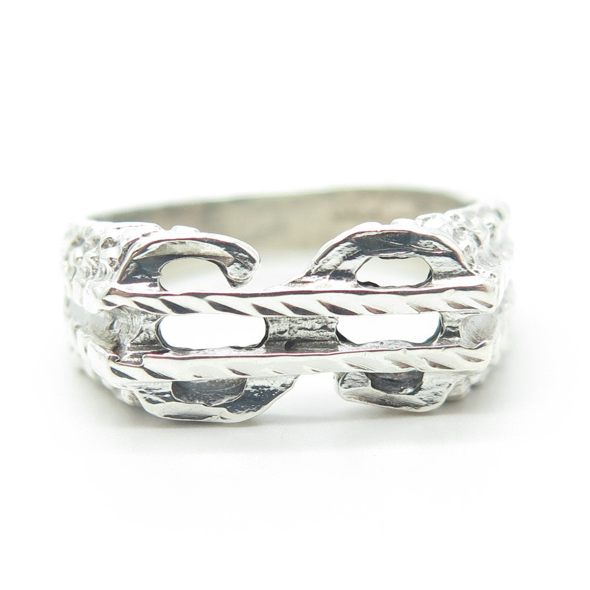 925 Sterling Silver Vintage Dollar Sign Ring Size 9.75