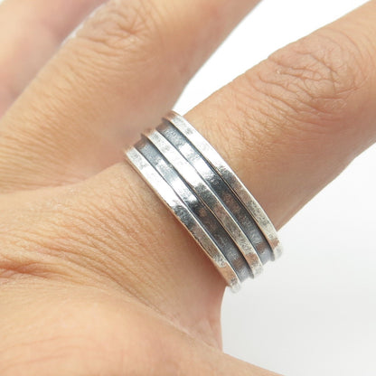 AMERICAN EAGLE 925 Sterling Silver Vintage Lined Oxidized Band Ring Size 11
