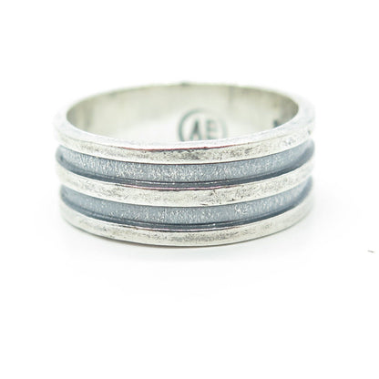 AMERICAN EAGLE 925 Sterling Silver Vintage Lined Oxidized Band Ring Size 11